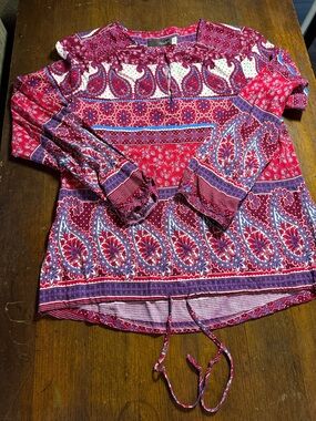 crosby. Red and Purple Paisley Boho Blouse